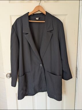 Vintage Huntington Women's Black Single-Button Blazer Jacket Large